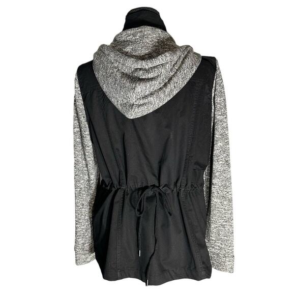 Love Tree Black and Gray Polished Cotton Lightweight Hooded Jacket Size L - Picture 3 of 8